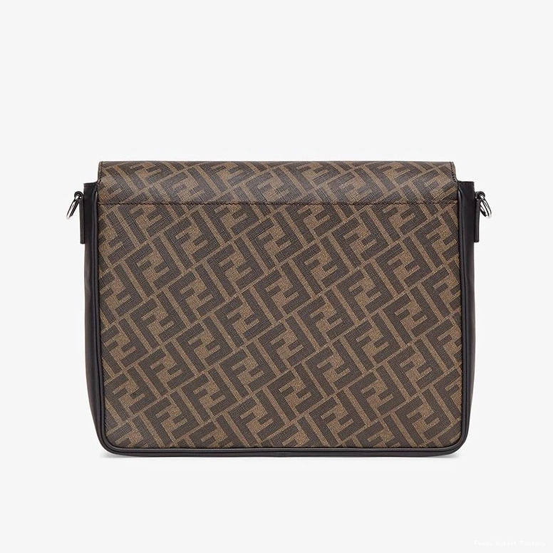 Cheap HOT Motif In Messenger Fabric Fendi FF Large Bag Brown 0818